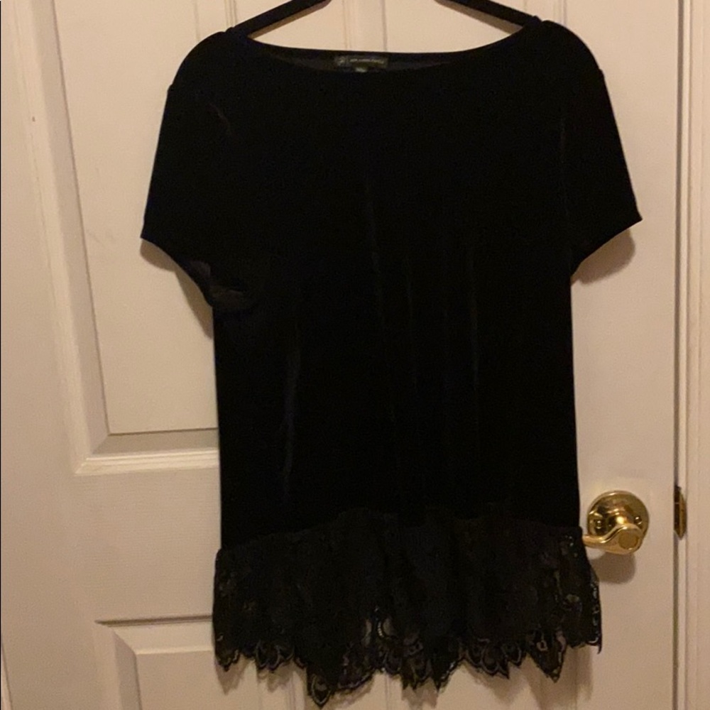 Black Velvet shirt with lace at the hip. New.